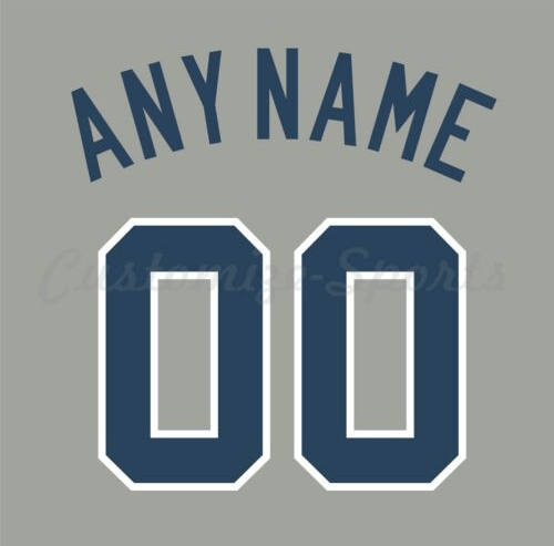 Baseball New York Yankees Road Gray Jersey Customized Number Kit