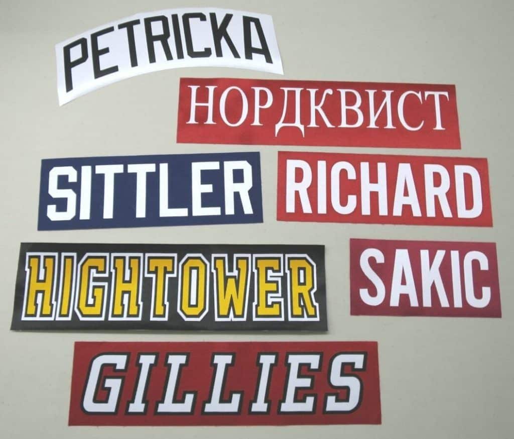 Hockey Customized Namebar (unsewn) for Any Team and Any Jersey Customize Sports