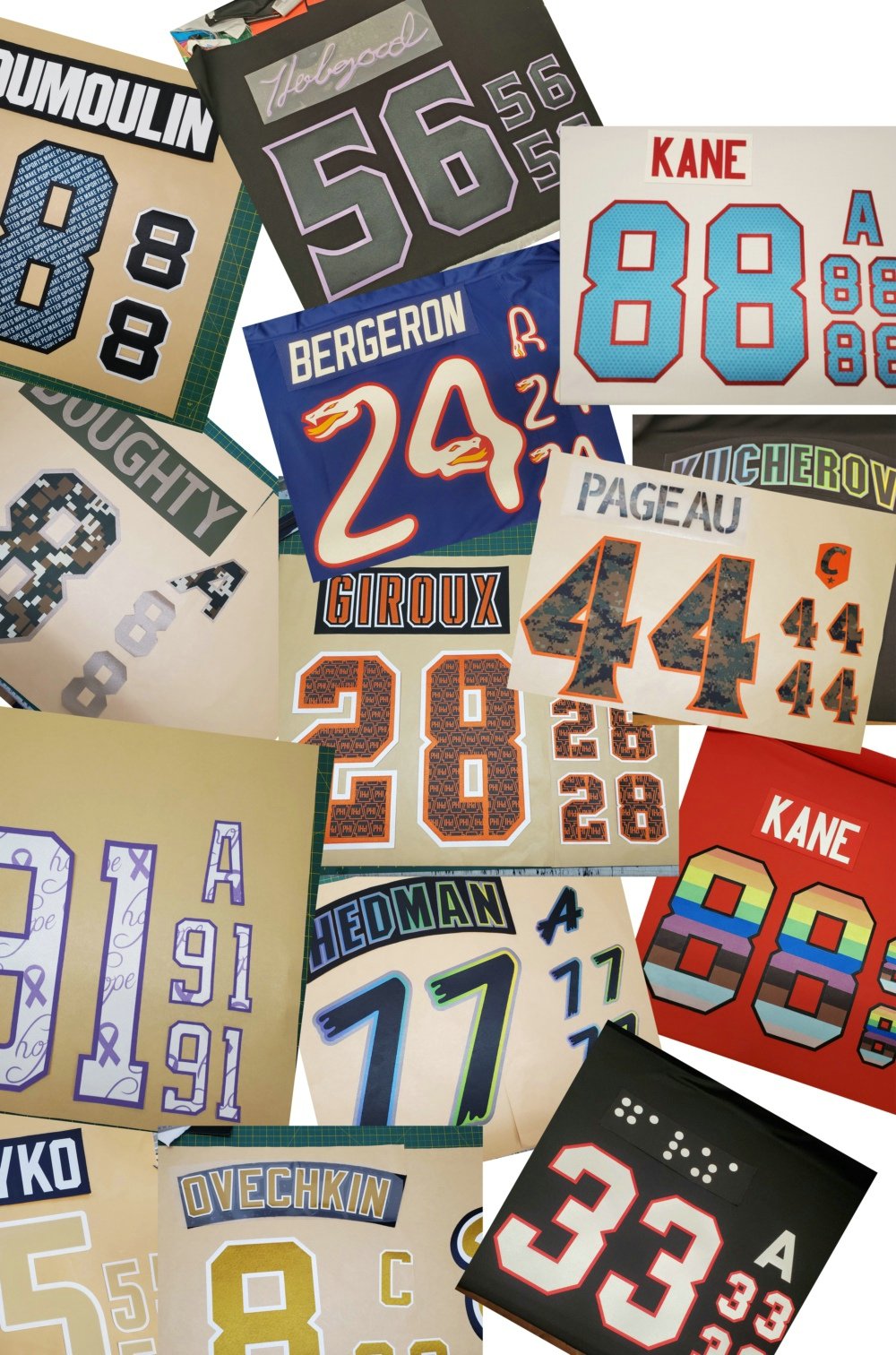 Hockey Name Number Kit for Jersey Athletic Style 2 Color 