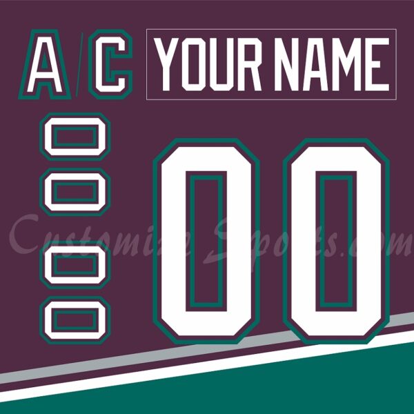 Anaheim Ducks Custom Letter and Number Kits for Alternate Jersey Material  Twill [Twill-Hockey-AND-A-02] - $19.49 