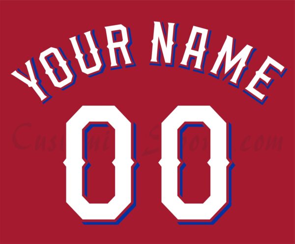 Baseball Texas Rangers Customized Number Kit for 2020-2022 Alternate Red Jersey
