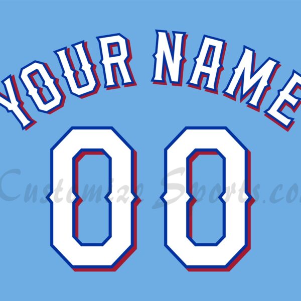 Baseball Texas Rangers Customized Number Kit for 2020-2023 Alternate Powder Blue Jersey